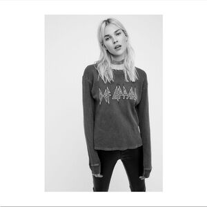 Daydreamer Def Leppard Studded Thermal Gray Top for Free People
